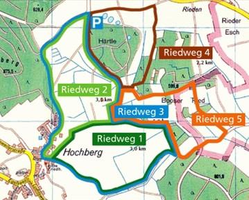 Karte Riedwege 1 bis 5